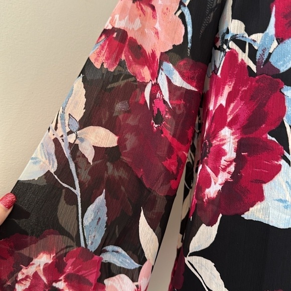 Alyx black with floral long sleeve blouse size large - Picture 3 of 9